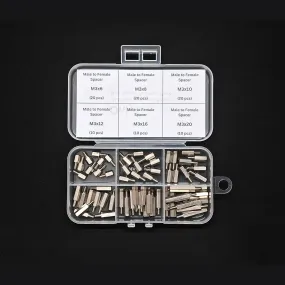 M3 Male to Female hex spacer standoff assorted pack, Brass with Nickel plating