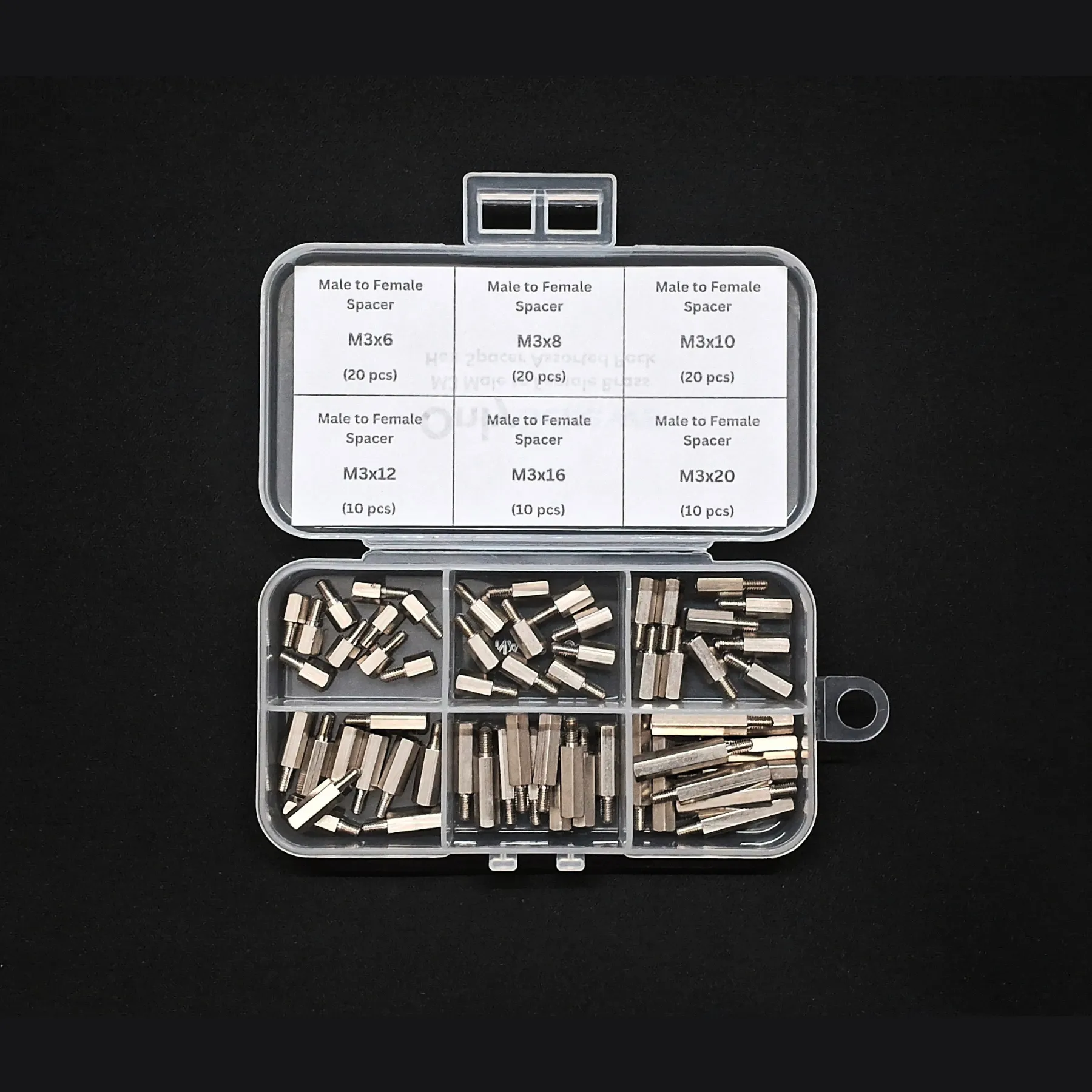 M3 Male to Female hex spacer standoff assorted pack, Brass with Nickel plating
